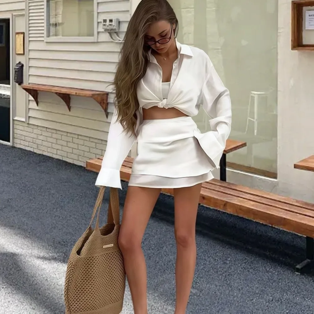 Y2K Summer Women's Mini Skirt Elastic Waist Silky Satin Skirt Elegant Thin Short Skirts Daily Wear