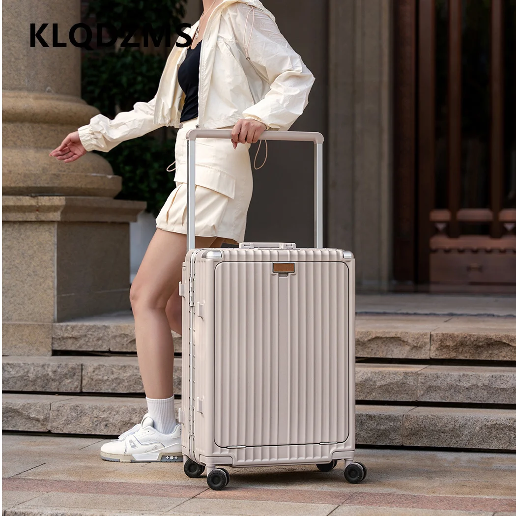 KLQDZMS Suitcase on Wheels Front Opening Laptop Boarding Case 20
