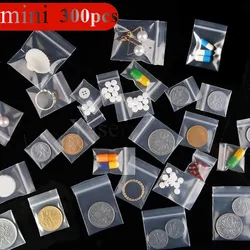 100-300 Pieces MINI Small Plastic Bag Jewelry Zipper Zipper Lock Resealable Plastic Transparent Mini Bag Different Sizes