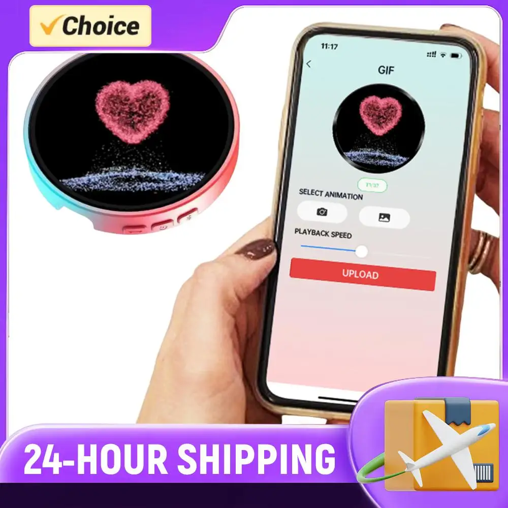 

BT Connection Peripheral Badges USB-C Charging Dynamic Smart Display Screen Animation Gradual Change Badge Gift for Friends