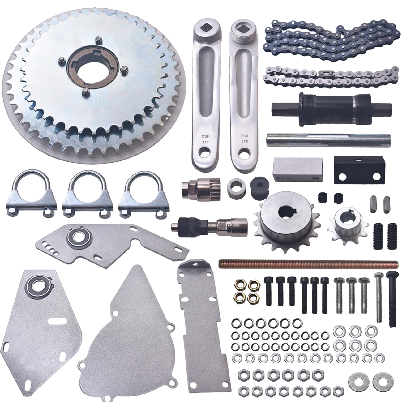 

Silver Jackshaft Kit For 2-stroke 415 Chain 66cc 80cc Motorized Bicycle Upgrade High Quality