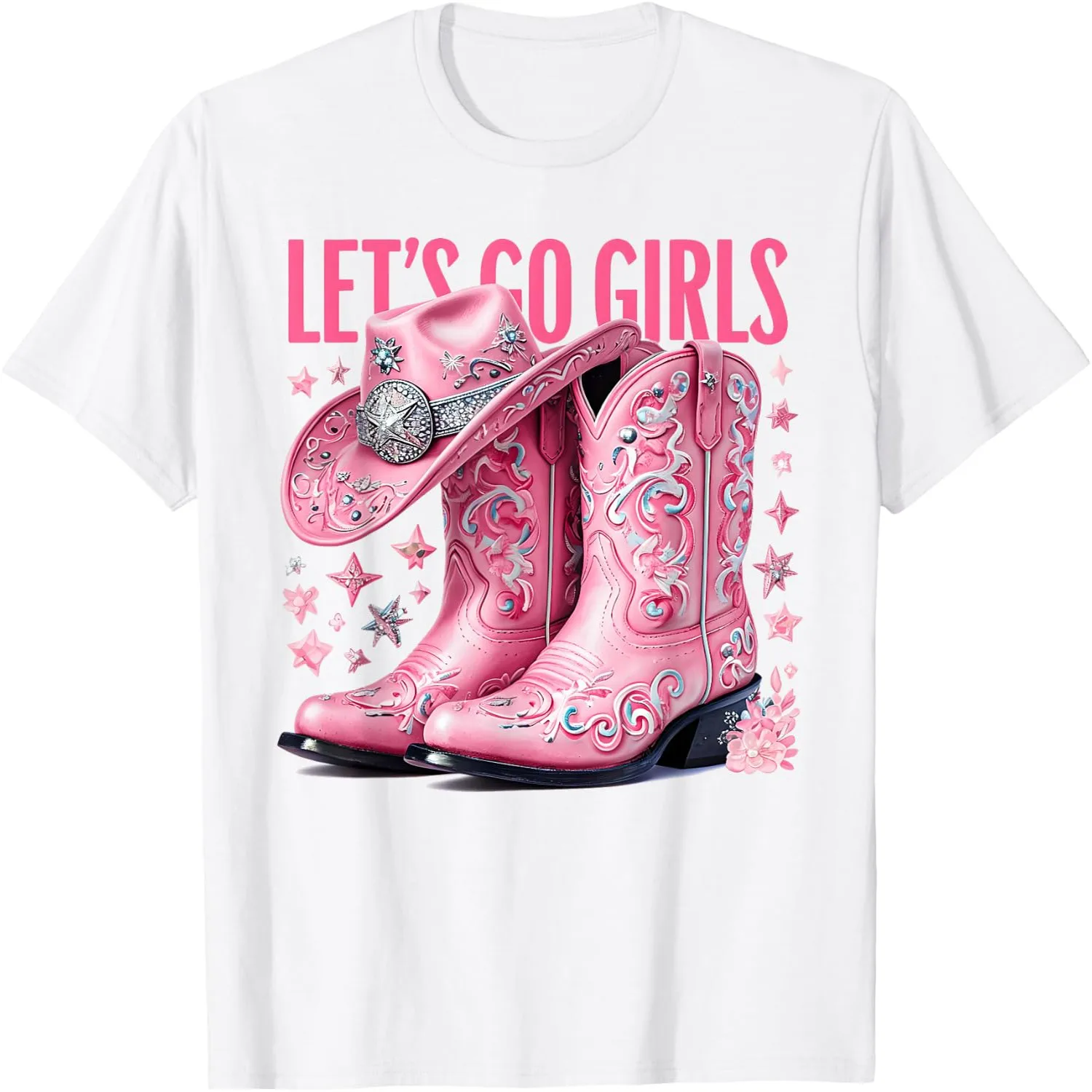 Lets Go Girls Coquette Western Country Graphic Cowgirl T-Shirt Cotton t-shirt, Vintage t-shirt,