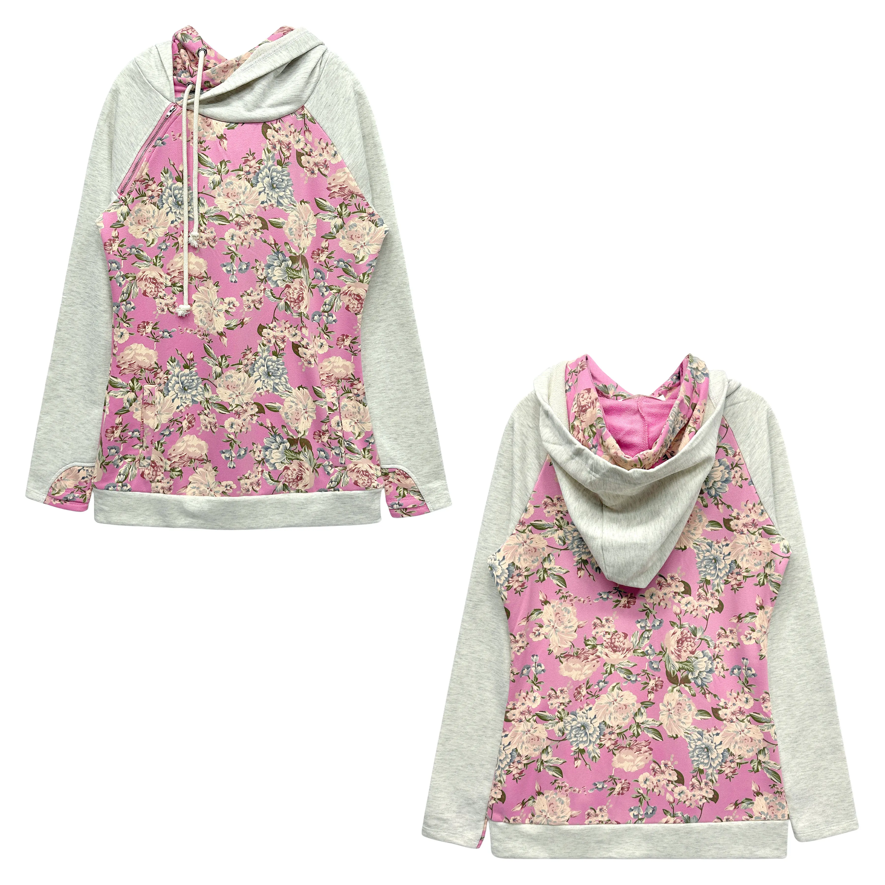 Vintage Sweet Forest Style Floral Print Double Layer Hoodie Cute Fresh Casual Loose Sweatshirt For Women Daily Wear