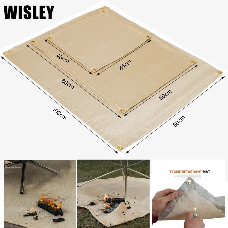 Flame Retardant BBQ Mat Portable Insulated Fiberglass Fire Pit Mat Anti-Scald Protective Mat for Outdoor Barbecue Picnic Camping
