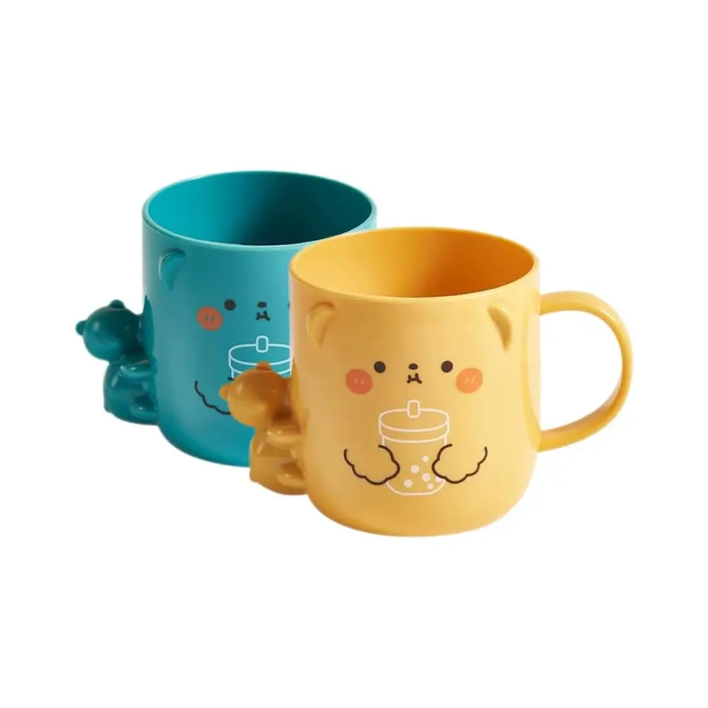 

Детская кружка для полоскания рта с мультяшным дизайном, милый пластиковый держатель для зубной щетки и портативный стакан для ванной, детская чашка для ухода за полостью рта с ручкой