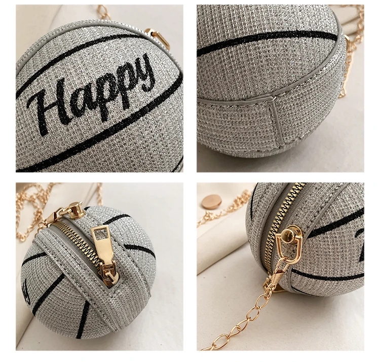 Mini Basketball Shape Letter Chain Shoulder Bag for Young Girls Kawaii Purses and Handbags Novelty Women Small Crossbody Bag