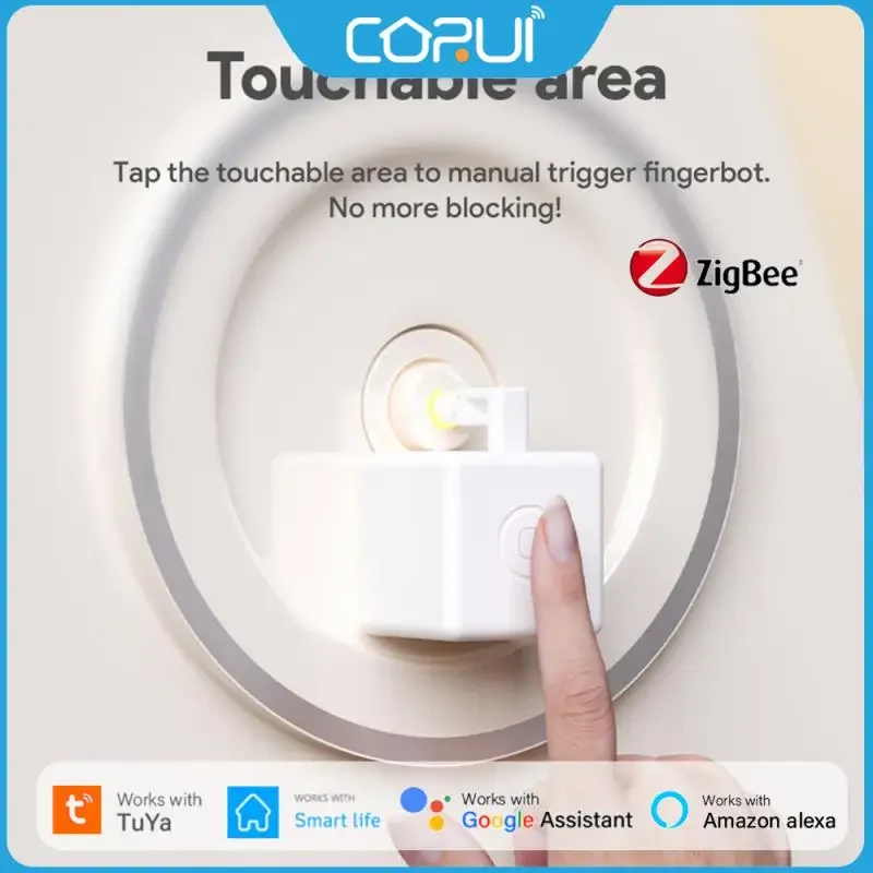 

CORUI Tuya Zigbee Smart Fingerbot Plus Smart Life Switch Button Pusher Support Alexa Google Home Voice Timer Control