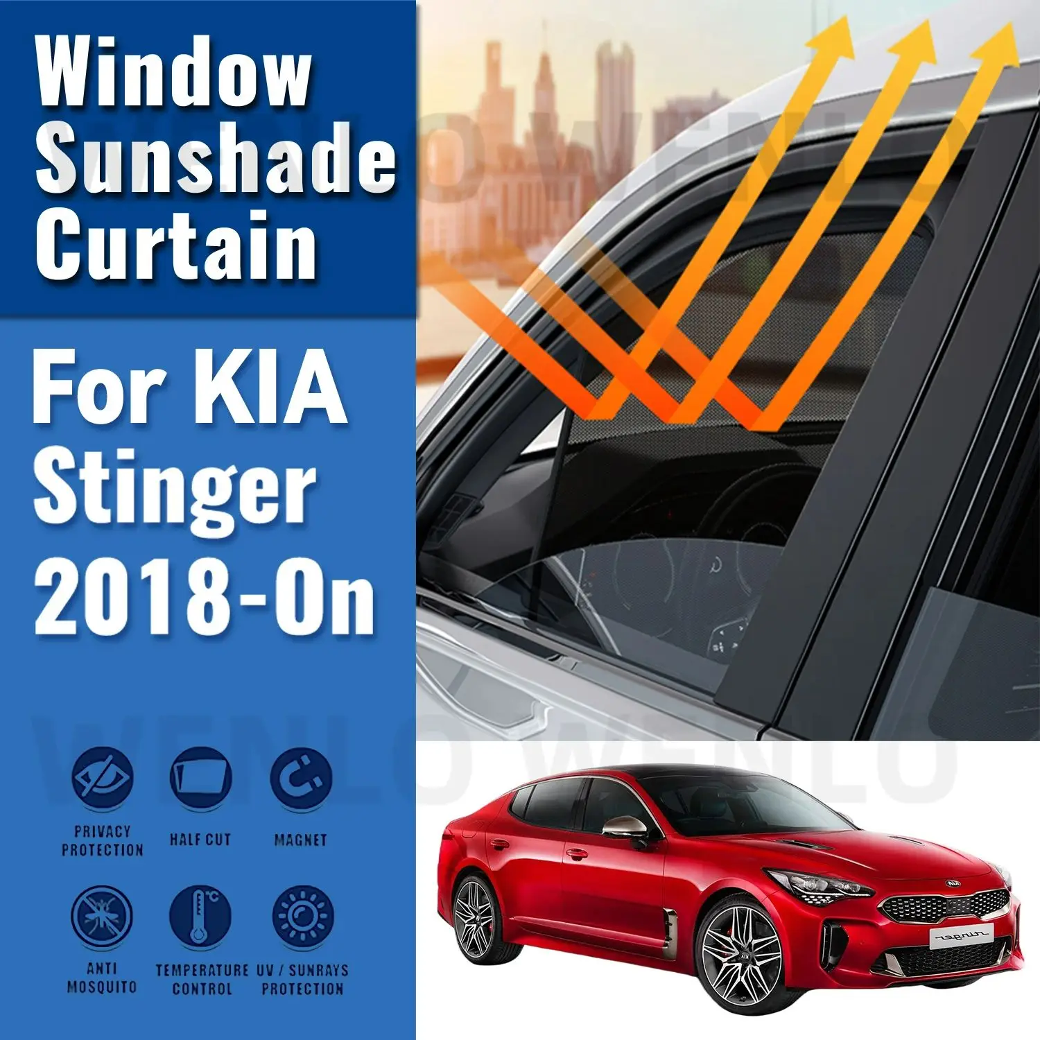 

Магнитный автомобильный козырек для KIA Stinger 2018-2023 2024, солнцезащитный козырек, передняя рамка для лобового стекла, занавеска, Детская задняя зеркальная защита