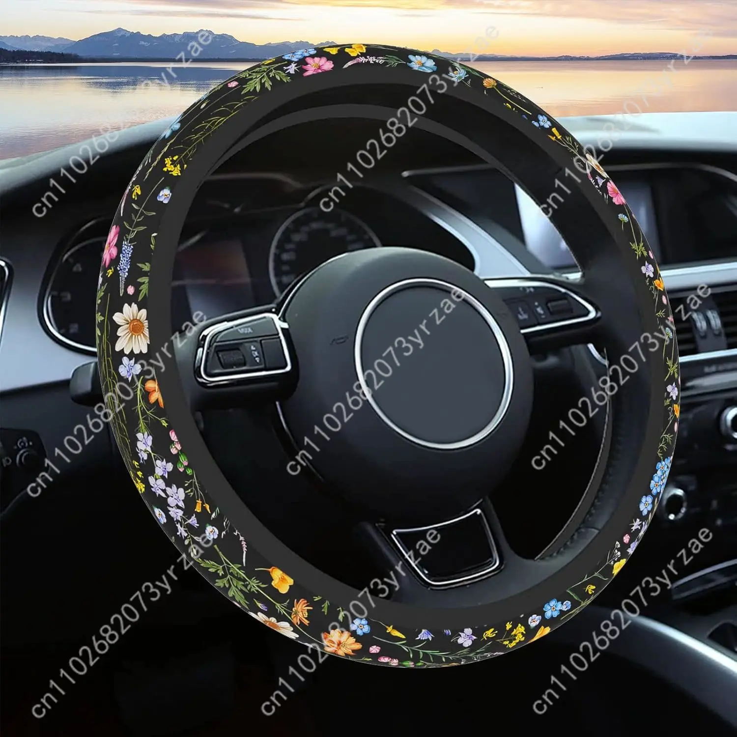 

Wildflower Car Steering Wheels Cover Universal Type Environmental Friendly Comfortablenon-slip Breathable Steering Wheel Wrap