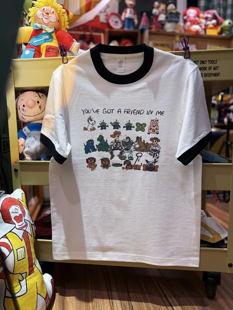 

Мужская футболка из чистого хлопка в стиле американского ретро с мультяшным принтом, веселая, яркая, плотная, для повседневной носки...