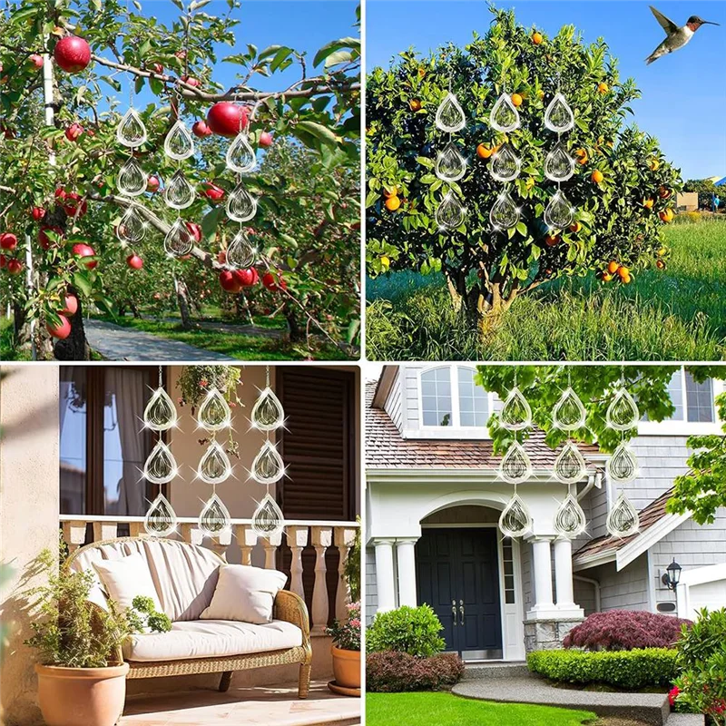 

Best Of 2025-3 Pcs Bird Scare Discs Set, Bird Reflectors Wind Spinner, Extra Sparkly Drop-Shape Wind Spinner Bird Devices