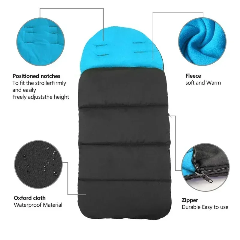 Universal Stroller Winter Sleeping Bag Kids Warm Windproof Footmuff Cover Blanket Toes Buggy Seat Cushion Newborn Accessories