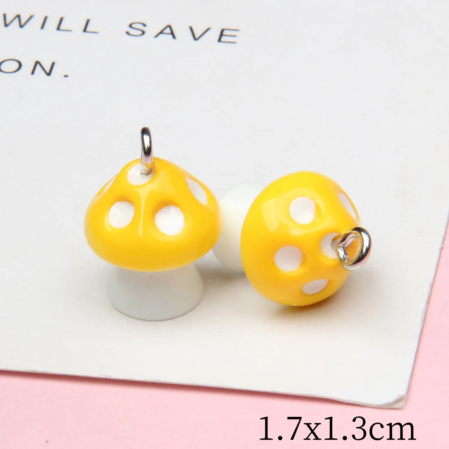 8Pcs Keychain Natural Style Mushroom Shaped Pendant DIY Necklace Charm Dust Plug Pendant
