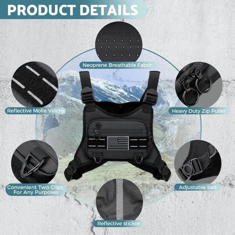 Multi Functional Tactical Chest Bag Fashionable Hip-Hop Street Chest Bag Waterproof Breathable Oxford Couple Bag Sports Backpack