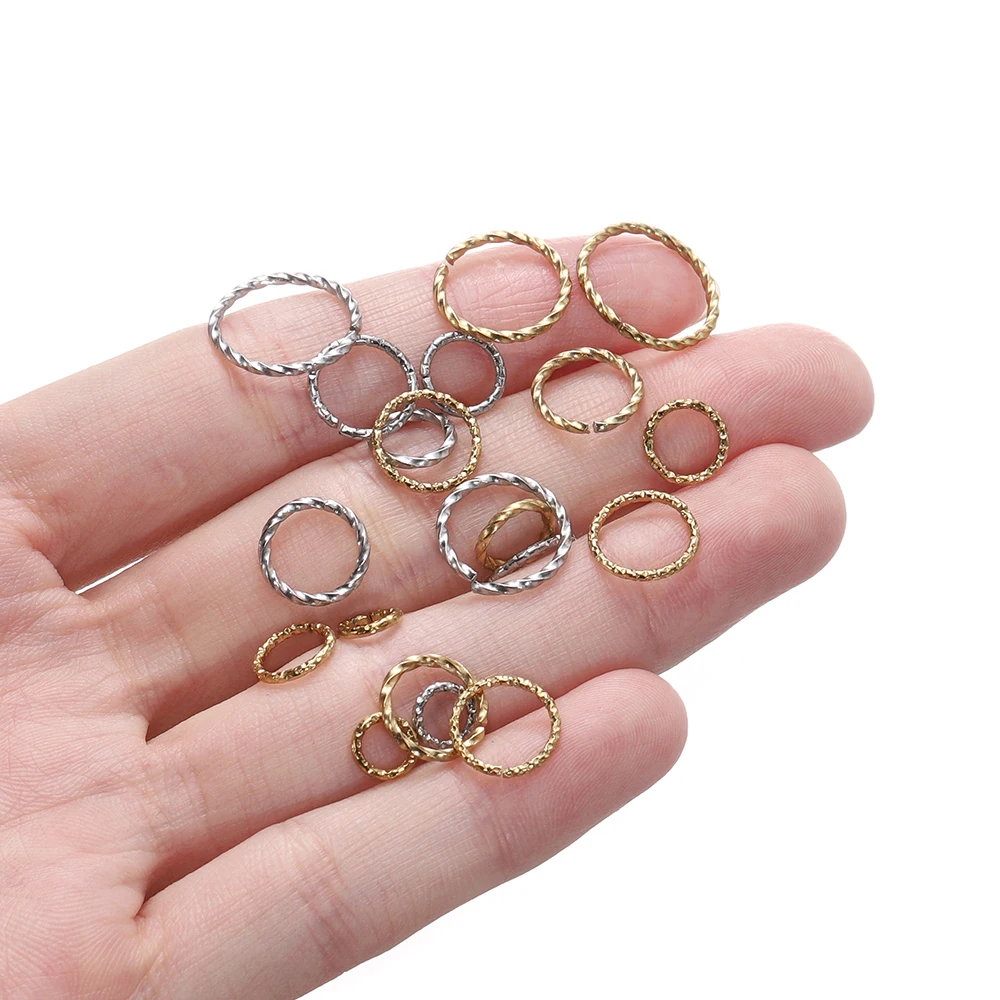 50 teile/los Edelstahl Runde Geprägte Binderinge Twisted Open Split Ring Stecker für Schmuck Zeug Erkenntnisse Liefert DIY – Detail 4