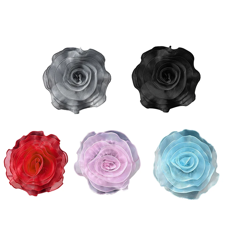 3D Organza Flower Corsage Artificial Rose Flower Patch Chest Flower Sewing Applique Brooch Accessories Clothing Dress Neck Decor