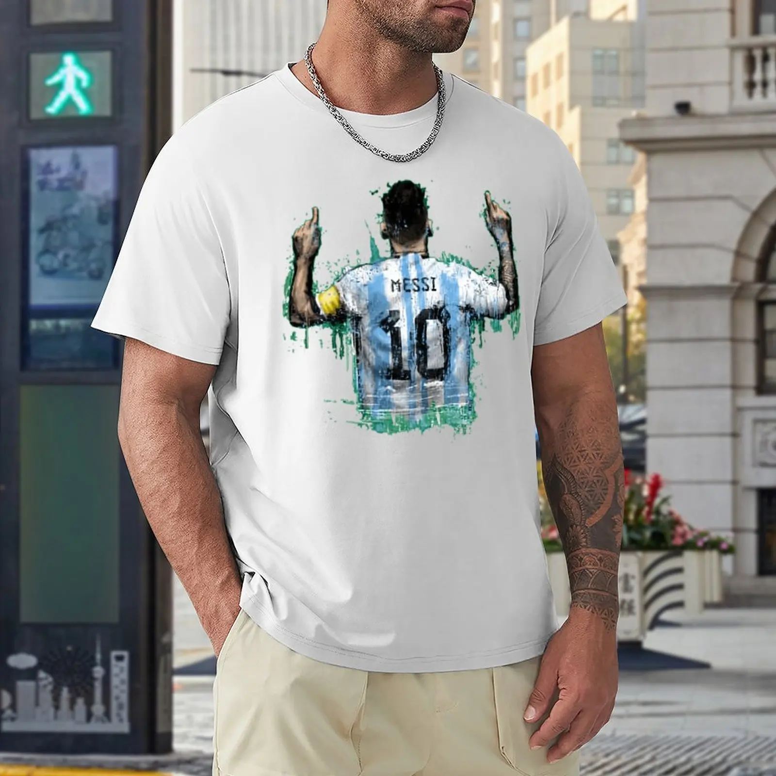 Leão e Andrés e Messi T-Shirt, Argentina No 10, CABRA, Caricatura 66, Movimento Engraçado Casa, Alta Qualidade, Tamanho Eur, CELEBRAÇÃO