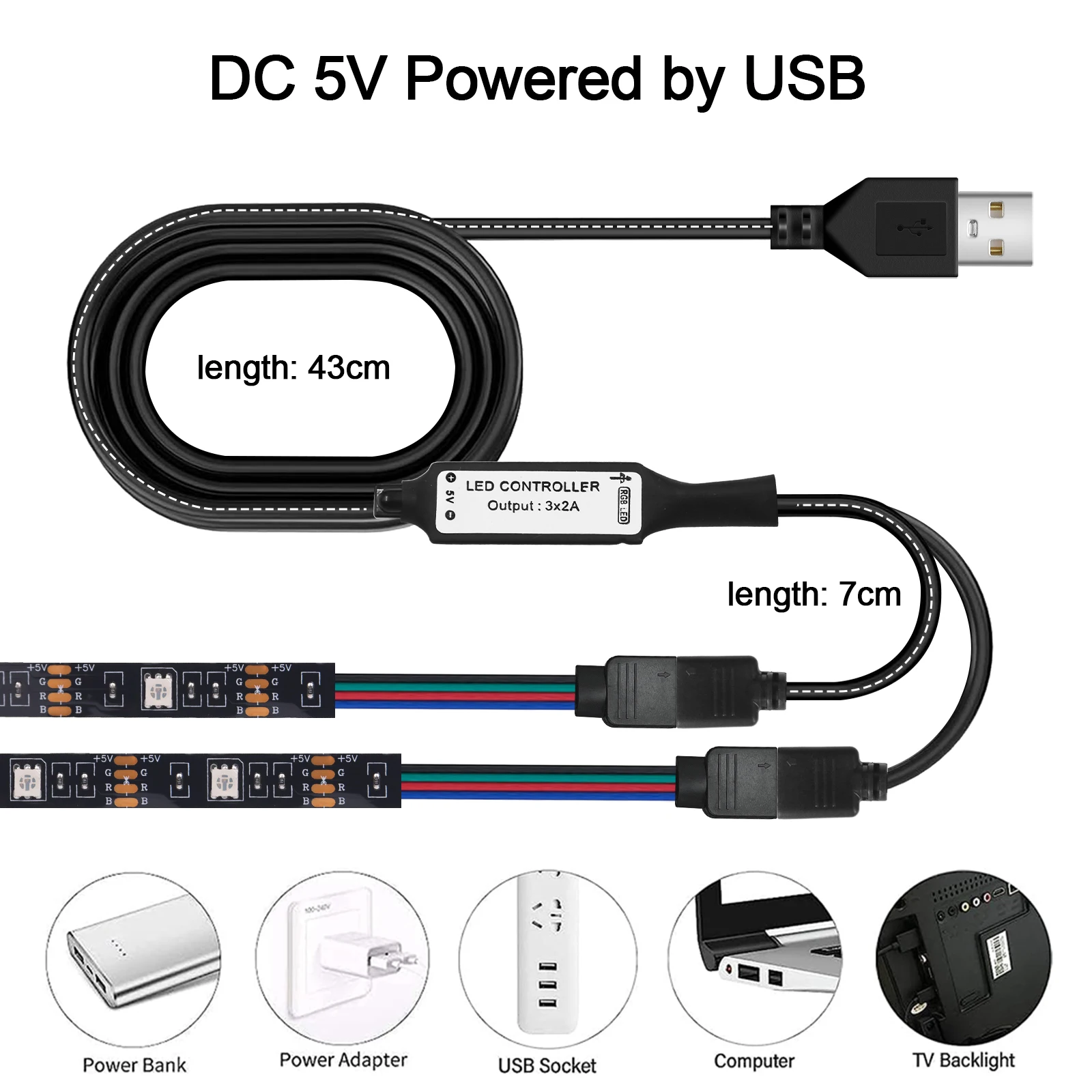تيار مستمر 5 فولت 5050 RGB قطاع مصباح ليد 24 مفتاح التحكم عن بعد شريط مرن الشريط شرائط ليد داخلي غرفة نوم ديكور الحفلات إضاءة خلفية للتلفاز