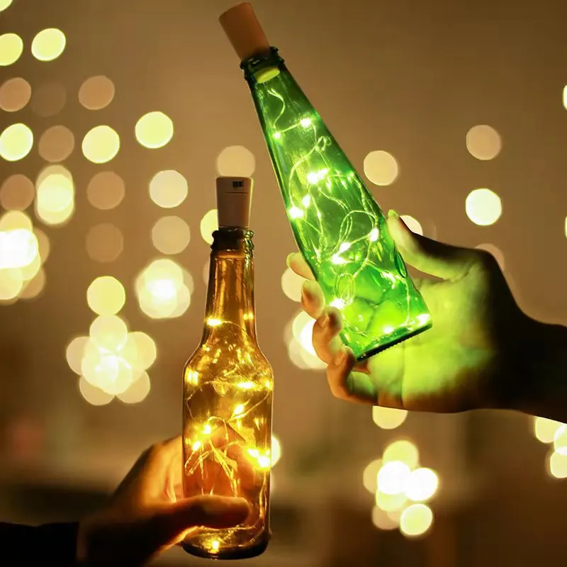 3pcs Wine Bottle Light With Battery Powered Cork LED String Lights Fairy Lights Garland Christmas Party Wedding Bar Decoration