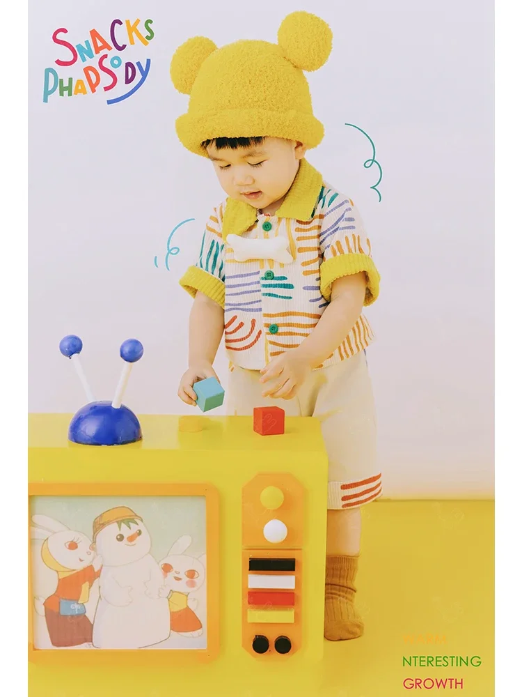 Childrens photography clothing boys color TV theme studio props baby babys first birthday photo shoot roupa bebe  신생아