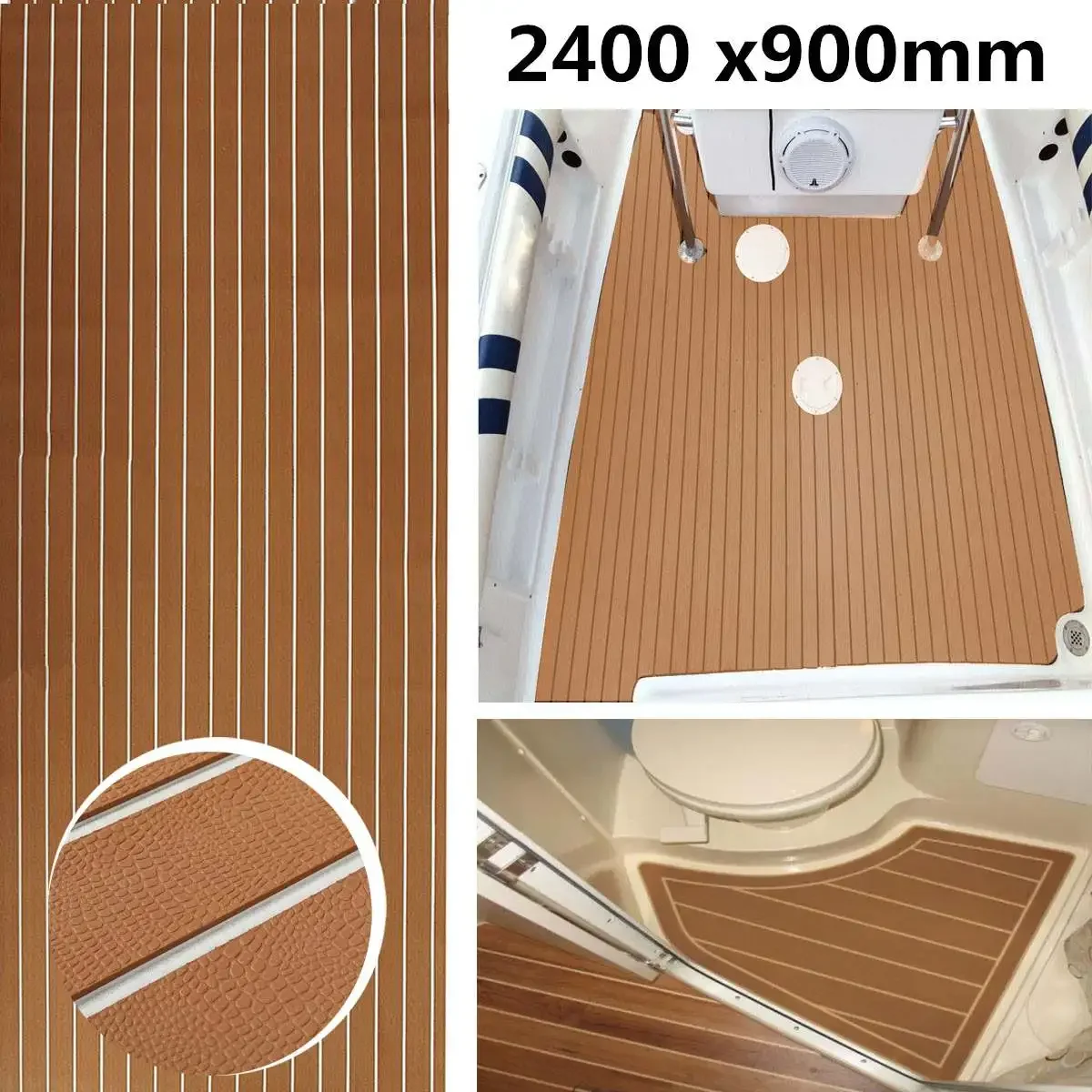 

Self-Adhesive 2400x900x6mm Teak Decking Sheet EVA Foam Boat Flooring Pad Boat Synthetic Foam Floor Mat For Marine Boat Yacht RV