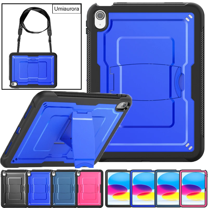 

For iPad Pro 10.5 7th 8th 9th 10.2 10th 10.9 11th Gen 11 inch A16 2025 Shockproof Tablet Case Kickstand Strap Armor Cover Funda