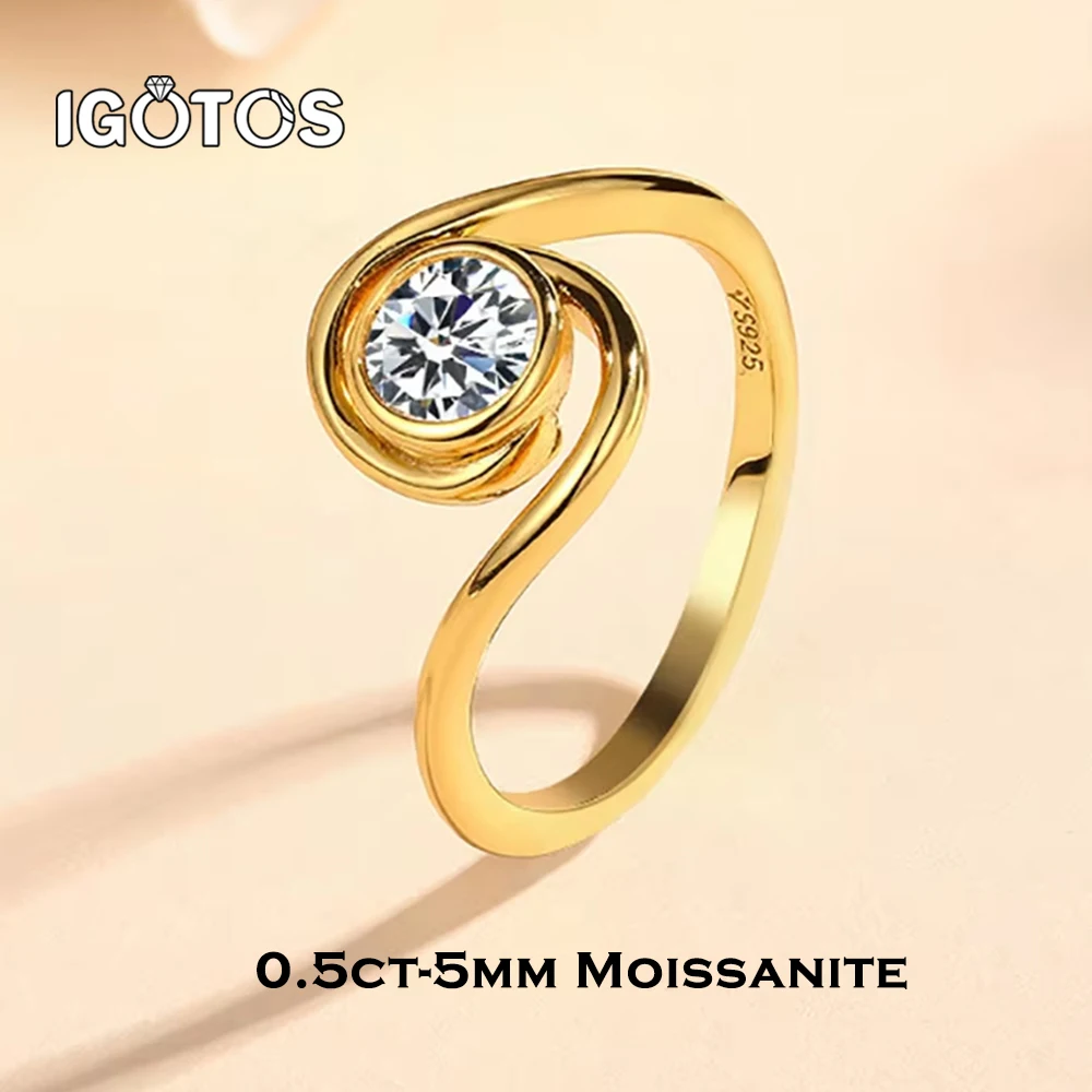 

0.5ct Moissanite Diamond Engagement Ring for Woman Sterling Silver 925 Plated 18KGold Fine Moissanite Jewelry with Certification