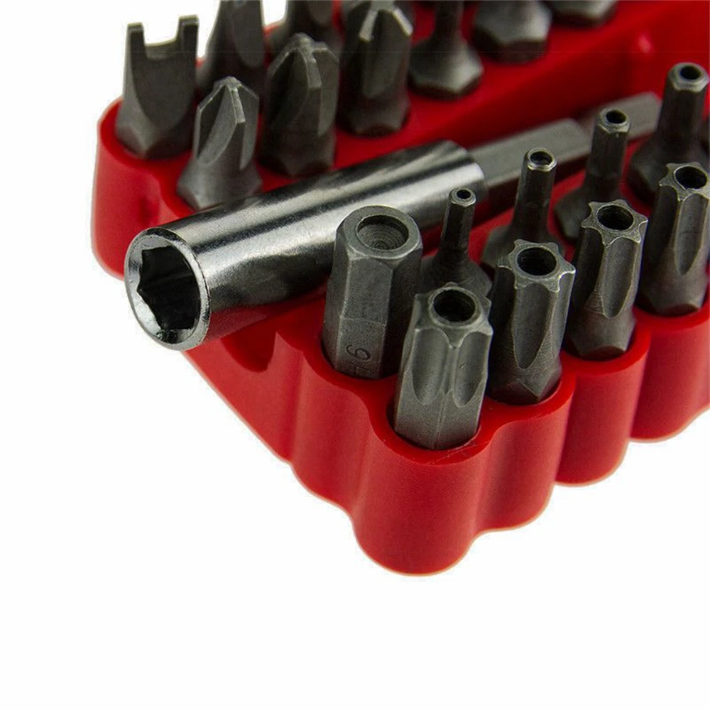 Juego de brocas de seguridad a prueba de manipulaciones, destornillador con soporte de extensión magnética, llave de estrella hexagonal Torx, herramientas de carpintería, 33 piezas