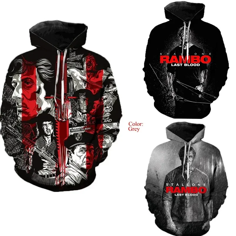 

Movie Rambo: Last Blood Print 3D Hoodie Men Women's Autumn and Winter Rambo 3D Print Street Sweatshirt 3D Hoodie Casual Sweater