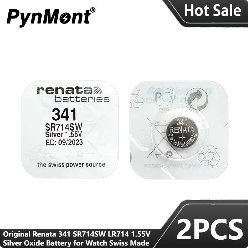 2 uds Original Renata 341 SR714SW LR714 1,55 V batería de óxido de plata para reloj LED auriculares juguete botón hecho suizo pila de moneda
