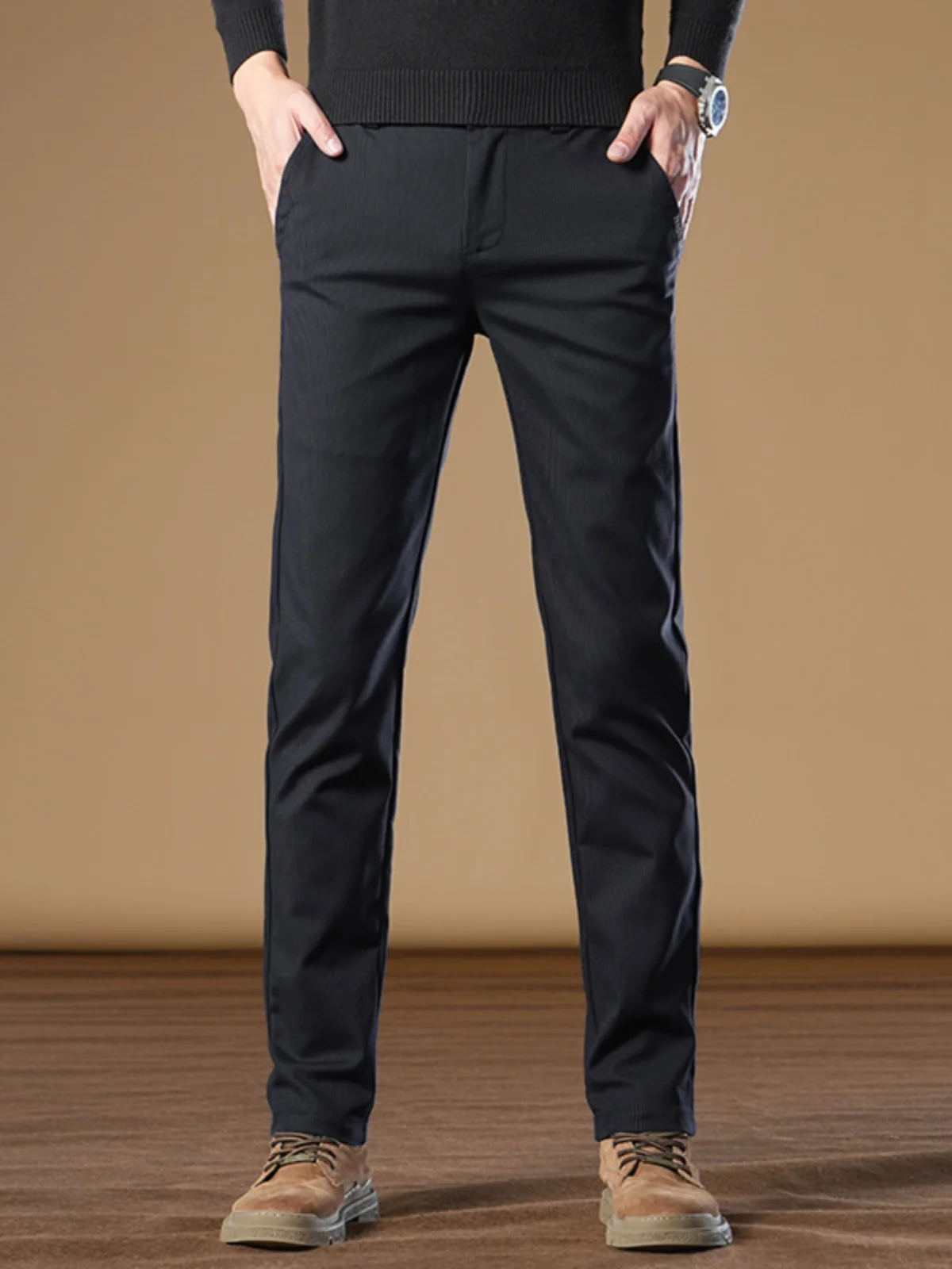 

Мужские повседневные брюки прямого кроя премиум-класса, немнущиеся, комфортные, из хлопка, для осени и зимы, легко сочетаются, длинные