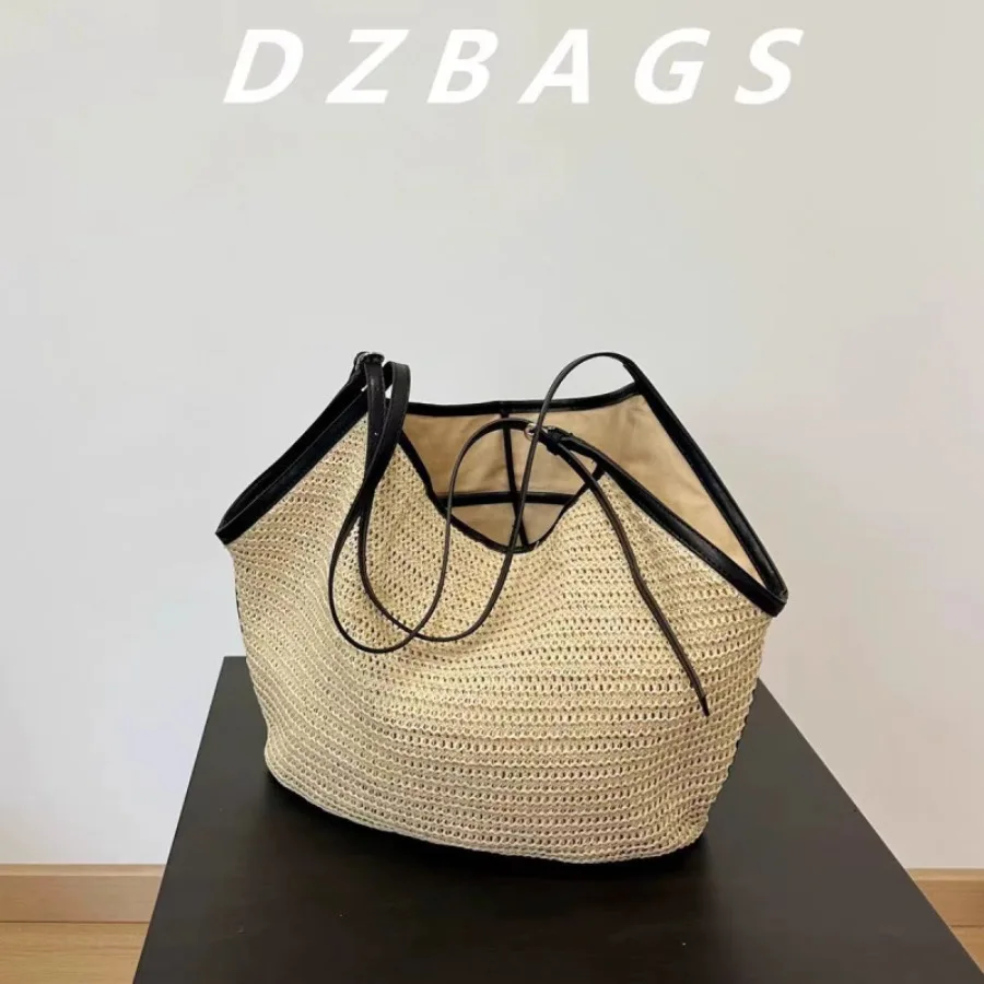 

【New style】New product Internet celebrity contrast color high-end feeling vacation style commuting large-capacity tote bag Lafi