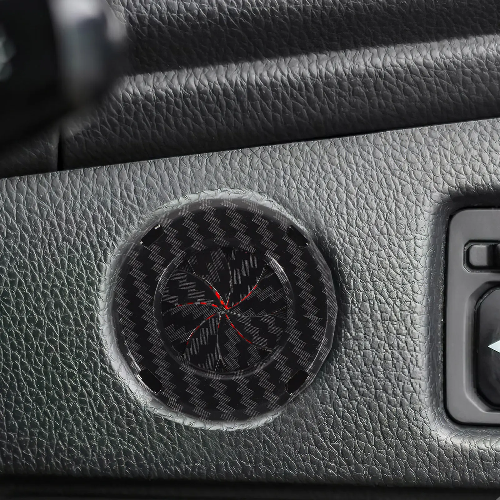 2Pcs Car Start Button Cover Adhesive Carbon Fiber Ignition Switch Guard Push to Start Protection Ring Engine Button Shield