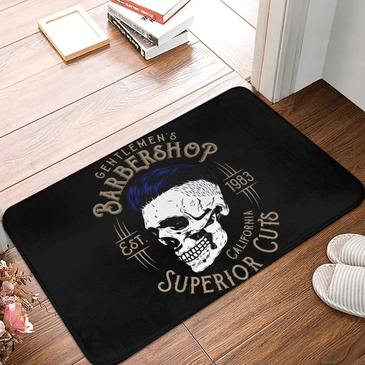 Gentlemen Barbershop Skull Non-slip Doormat Superior Cuts 1983 Living Room Bedroom Mat Prayer Carpet Home Modern Decor