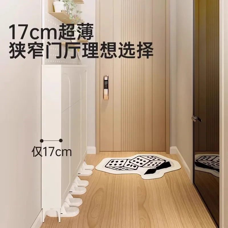 Ultra-thin flip-top shoe cabinet, integrated , entrance shoe rack, dopamine handle, entryway cabinet, for corridor exterior