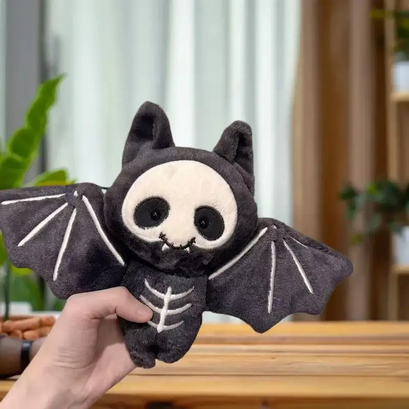 Lindo llavero muñeco de calavera de murciélago relleno, juguete de peluche Kawaii, regalo de Halloween, colgante de bolso, decoración de mochila