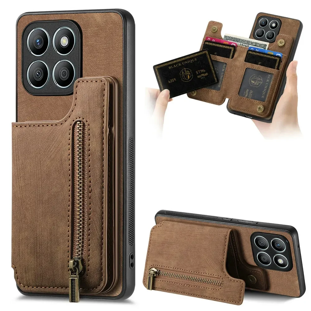 

Чехол-кошелек Pop Honor X7C 4G 5G Luxury Cover Zipper Card Funda Bumper Armor для Huawei Honor X6A Plus X7A X8B X6 A X7 X7B X8 B