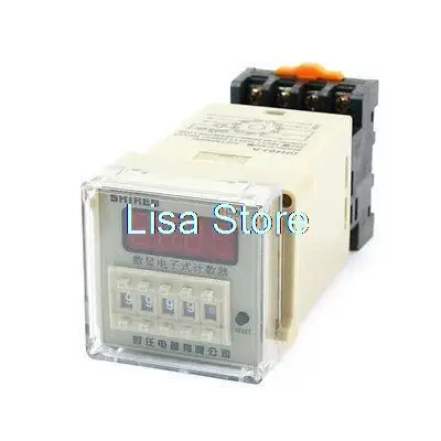 DC 24V 1-9999(x1 x10 x100) Adjustable 30cps DH48J Digital Display Counter Relay