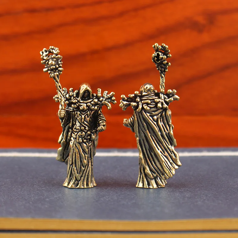 تمثال المعالج النحاسي - تمثال ماجى غامض عتيق لديكور المكتب، عنصر جامعي الخيال، زخرفة فريدة من نوعها للمكتب ورف الكتب #3