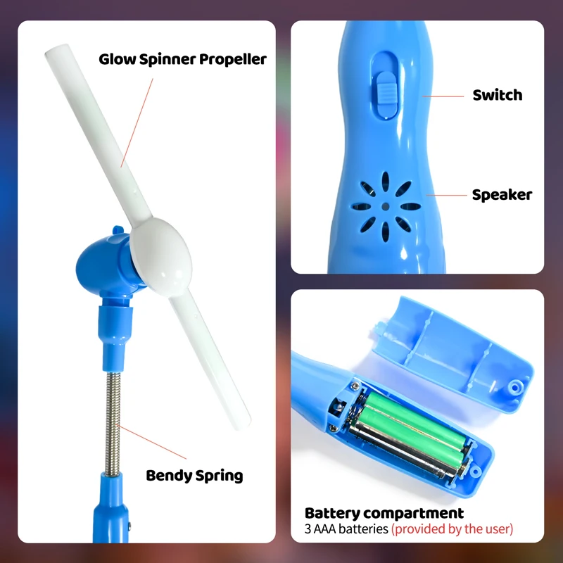 LED Musik-Windmühle Spinner Leuchtend Regenbogen Blinkende Windmühle Rotierendes Spielzeug Mini Handgehaltenes Leuchtendes Windmühlen-Spielzeug Zufällige Farbe