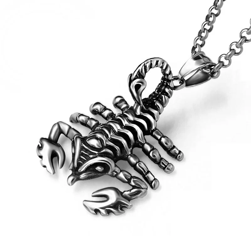 European and American Men's Personalized Alternative Stainless Steel Necklace Small Scorpion Animal Pendant