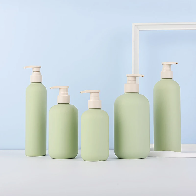 New Refillable Foaming Soap Dispenser Green Round Shoulder Body Lotion Bottle Subpackage Press Shampoo Bath