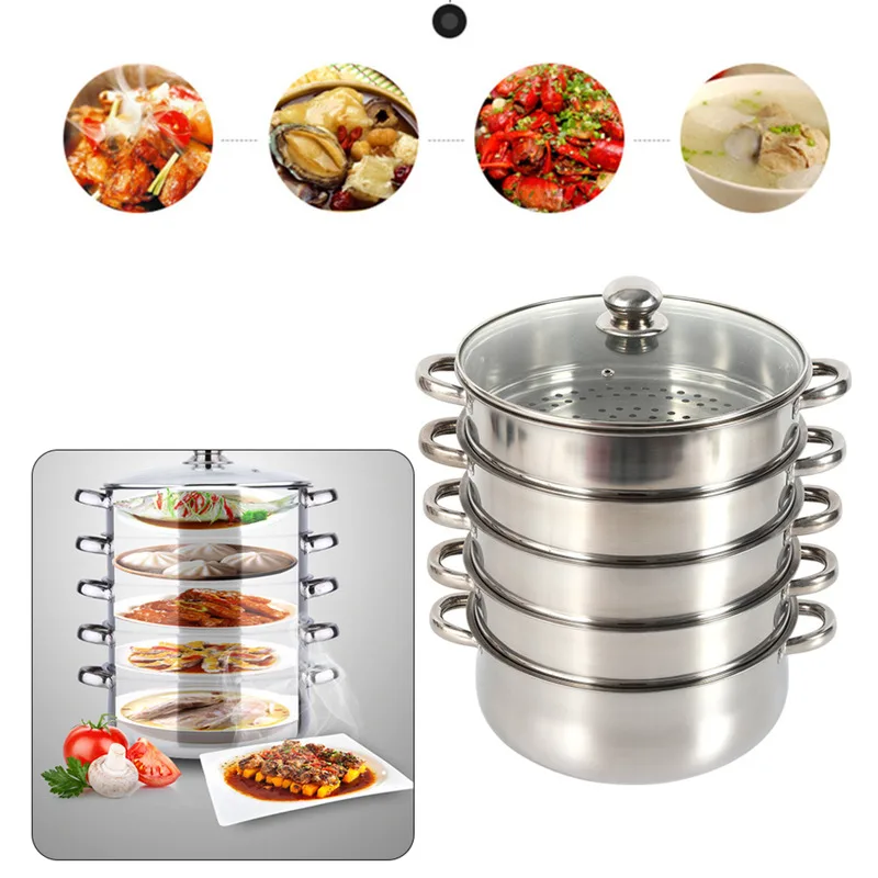 Steam Cooker House Hold Large Steamer Commercial Stainless Steel Steamer 5-Layer