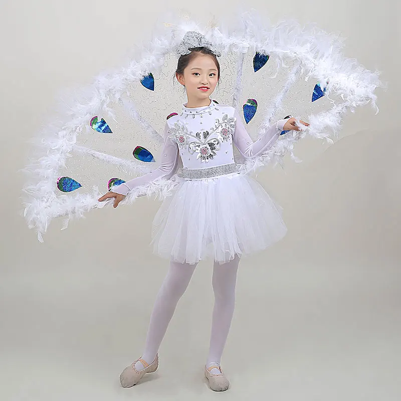 Only Tails Costumes Kindergarten National Dancing Uniform Elegant Carnival Girls Peacock Stage Performance