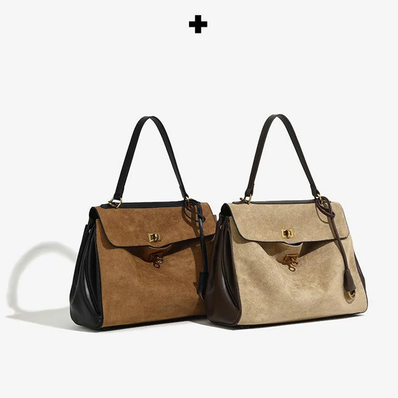 

Women Cowhide Genuine Leather Tote Designer Luxury Suede Large Capacity Handbag Fashion Crossbody Bag Travel Shoulder Tote Bag