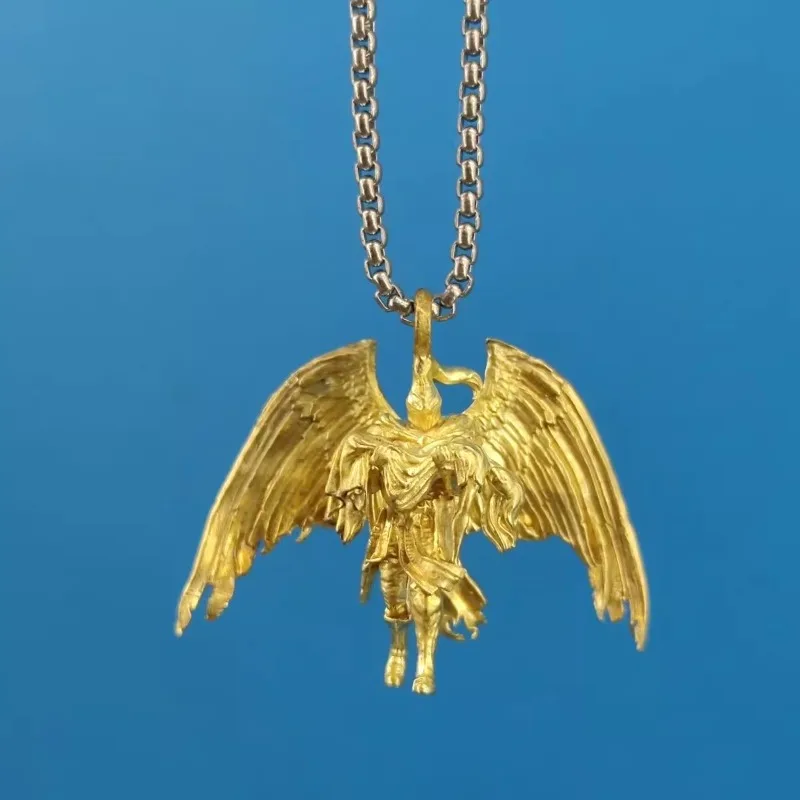 Guardian Angel Wings Action Figures Brass Pendant Individuality Wing Necklace Desktop Car Interior Ornament Accessorie Valentine