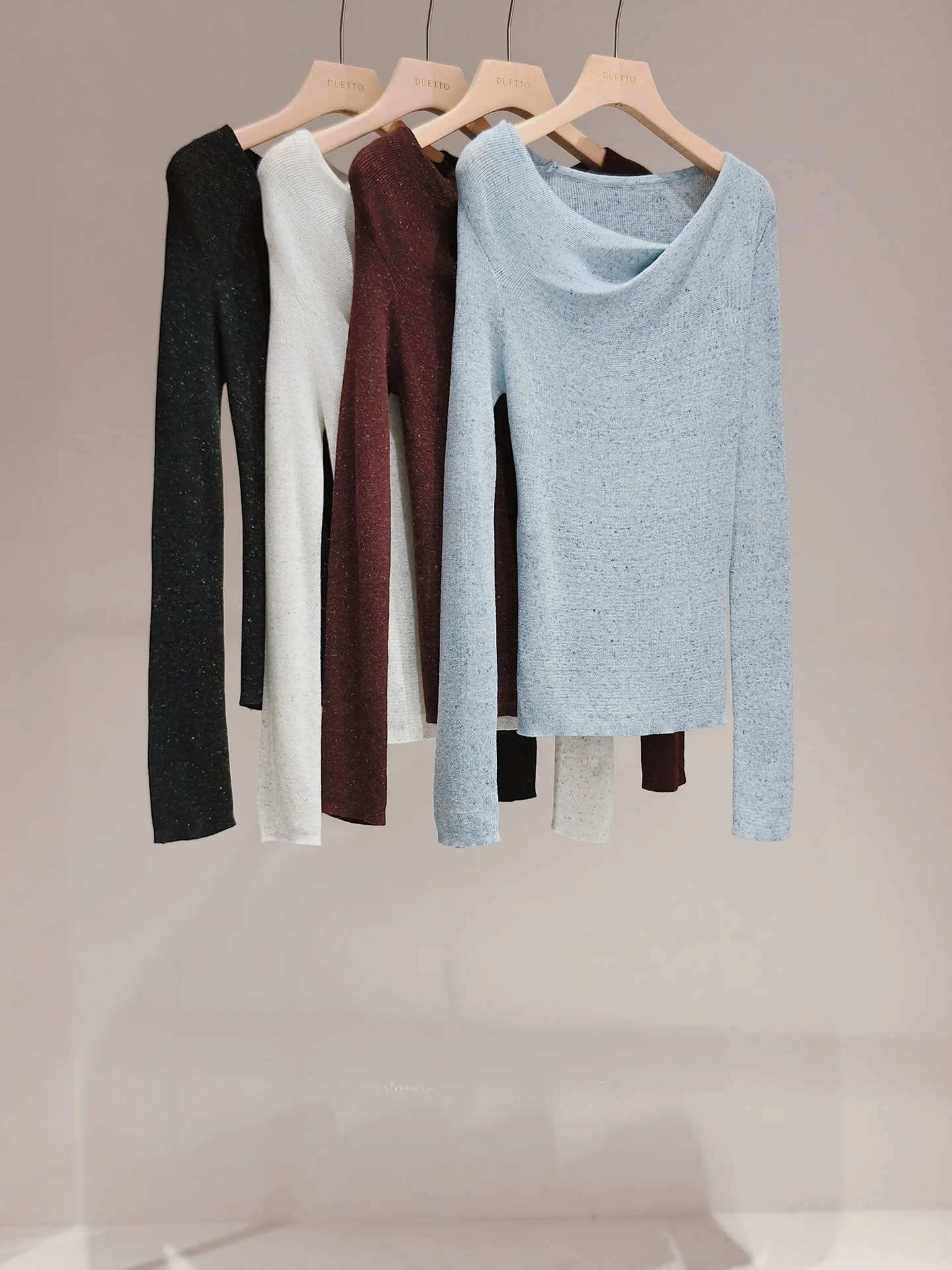 

Женский вязаный топ Duetto из смесовой шерсти, приталенный, двухслойный, из шерстяной и льняной пряжи, с цветочным узором, повседневный, с длинными рукавами