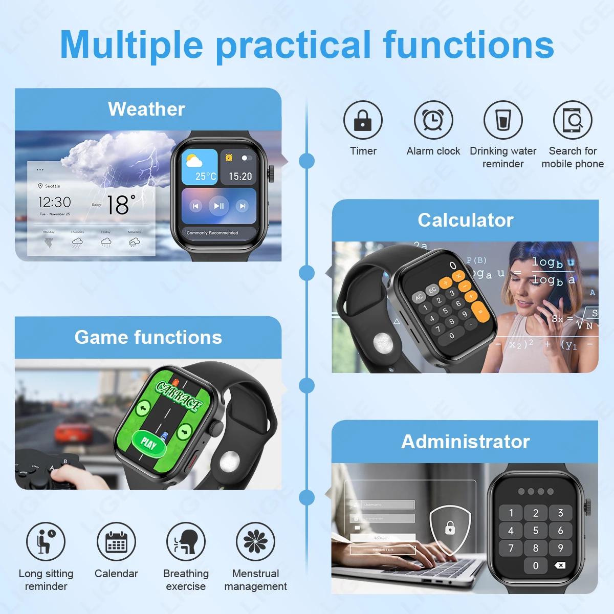 2.01"HD Full Touch Screen Women BT Call Smart Watch Heart Rate Monitoring Smartwatches Waterproof Men Smartwatch For Android iOS