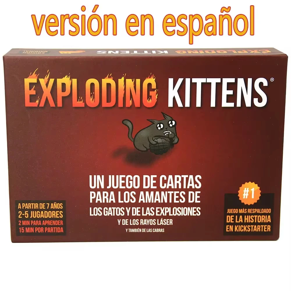 Exploding K español Juego de cartas de gatitos explotantes, juegos de fiesta fáciles y amigables con la familia, juegos de