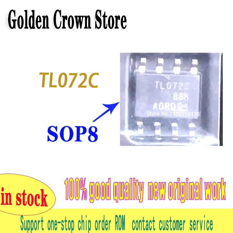 50Pcs/Lot  TL072C SOP8 TL072CDR TL072CD TL072 072 SOP-8 SMD New And Original IC Chipset    In Stock